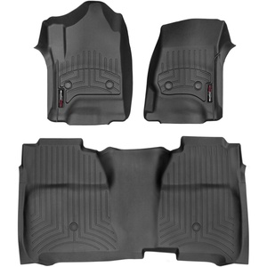 WeatherTech Custom Fit FloorLiners for 2015-2019 GMC Sierra 2500HD/3500HD, Chevrolet Silverado 2500HD/3500HD – 1st & 2nd Row (Full Coverage Row) (446071-445422), Black(Black)
