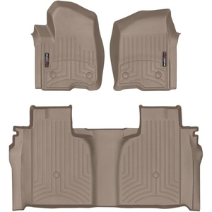 WeatherTech Custom Fit FloorLiners for Chevrolet Silverado 1500, Silverado 2500HD/3500HD, Silverado 1500 LTD – 1st & 2nd Row (441436-1-2), Black(Tan)