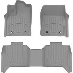 WeatherTech FloorLiner HP Custom Fit Floor Mats for Toyota Tundra, Tundra Hybrid 1st & 2nd Row (441708-1-2IM), Black(Grey)